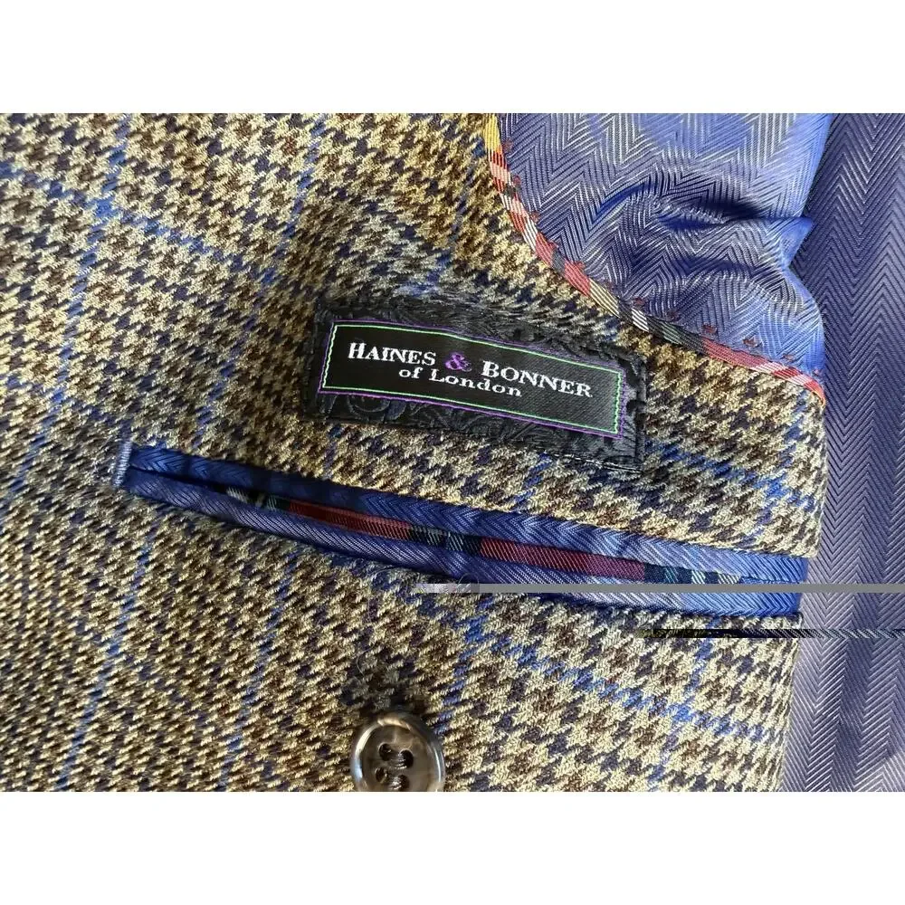 Haines & Bonner London Men's 58R New Wool Houndstooth Sport Coat Jacket Heritage